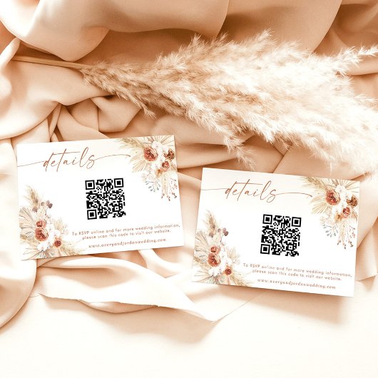 Boho Floral QR Code Wedding Website Kaart