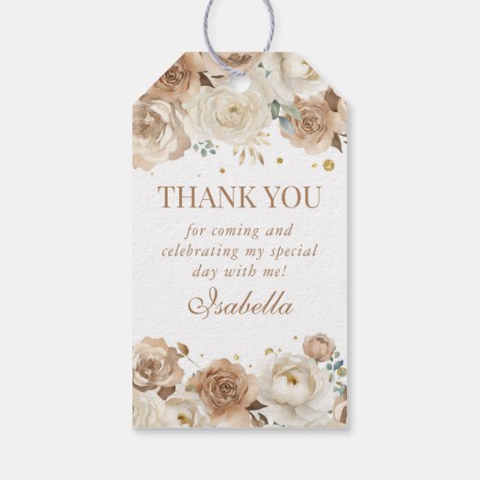 Boho Floral Quinceanera Bedankt voor je steun Cadeaulabel (Achterkant)