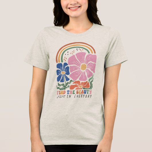 Boho Floral Quotes Tri-Blend Shirt (Voorkant)