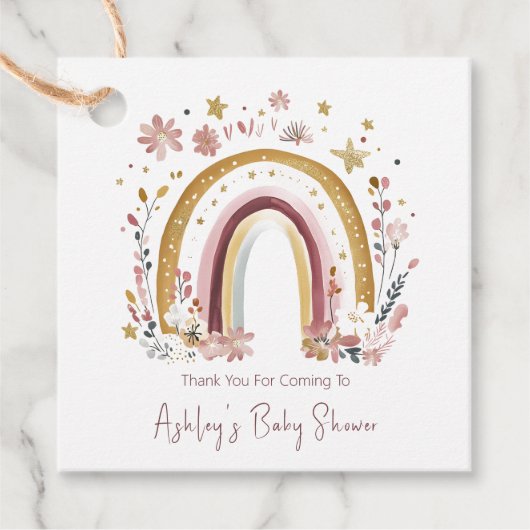 Boho Floral Rainbow Baby shower Bedankt Bedankjes Labels (Voorkant)