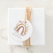 Boho Floral Rainbow Baby shower Bedankt Bedankjes Labels (In situ)