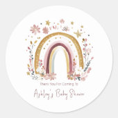 Boho Floral Rainbow Baby shower Bedankt Ronde Sticker (Voorkant)