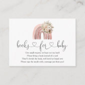 Boho Floral Rainbow Baby shower boeken voor Baby Informatiekaartje (Voorkant)
