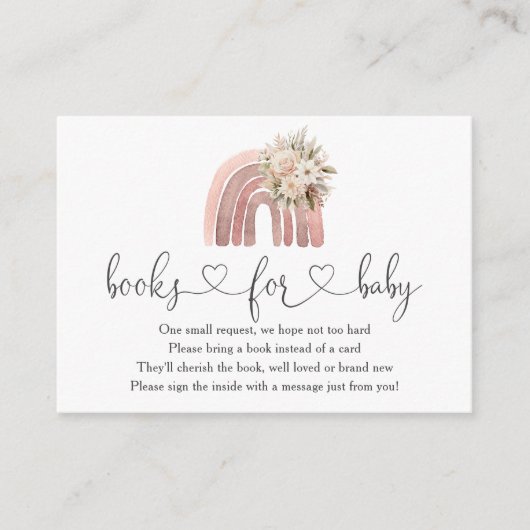 Boho Floral Rainbow Baby shower boeken voor Baby Informatiekaartje (Voorkant)