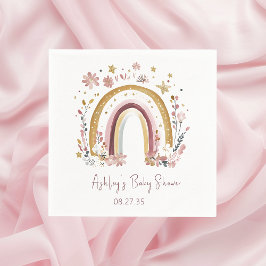 Boho Floral Rainbow Baby shower Cocktail Servet