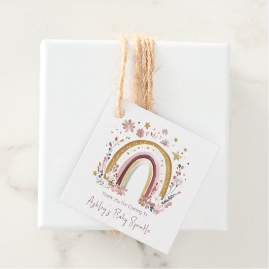 Boho Floral Rainbow Baby Sprinkle Bedankt Bedankjes Labels (In situ)