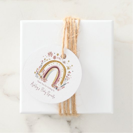 Boho Floral Rainbow Baby Sprinkle Bedankt Bedankjes Labels (In situ)