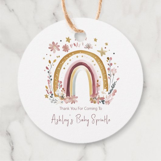 Boho Floral Rainbow Baby Sprinkle Bedankt Bedankjes Labels (Achterkant)