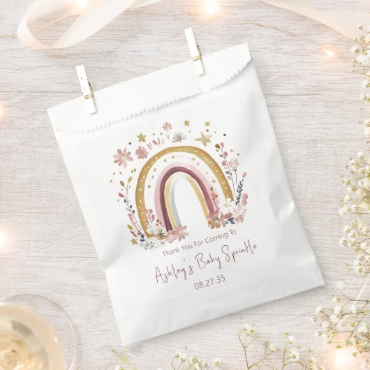 Boho Floral Rainbow Baby Sprinkle Bedankt Bedankzakje (Geknipt)