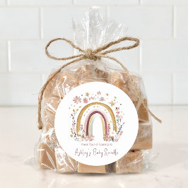 Boho Floral Rainbow Baby Sprinkle Bedankt Ronde Sticker