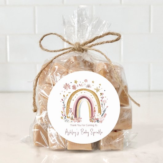 Boho Floral Rainbow Baby Sprinkle Bedankt Ronde Sticker