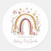 Boho Floral Rainbow Baby Sprinkle Bedankt Ronde Sticker (Voorkant)