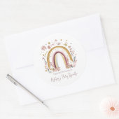 Boho Floral Rainbow Baby Sprinkle Bedankt Ronde Sticker (Envelop)