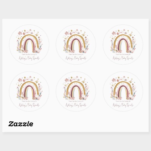 Boho Floral Rainbow Baby Sprinkle Bedankt Ronde Sticker (Vel)