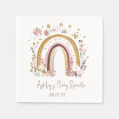 Boho Floral Rainbow Baby Sprinkle Cocktail Servet (Voorkant)