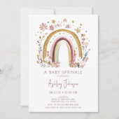 Boho Floral Rainbow Baby Sprinkle Invitation Kaart (Voorkant)