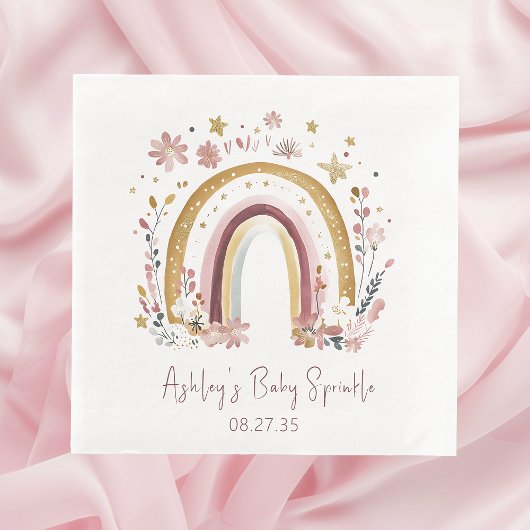 Boho Floral Rainbow Baby Sprinkle Luncheon Servet