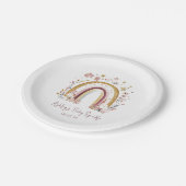 Boho Floral Rainbow Baby Sprinkle Papieren Bordje (Gekanteld)