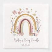 Boho Floral Rainbow Baby Sprinkle Servet (Voorkant)