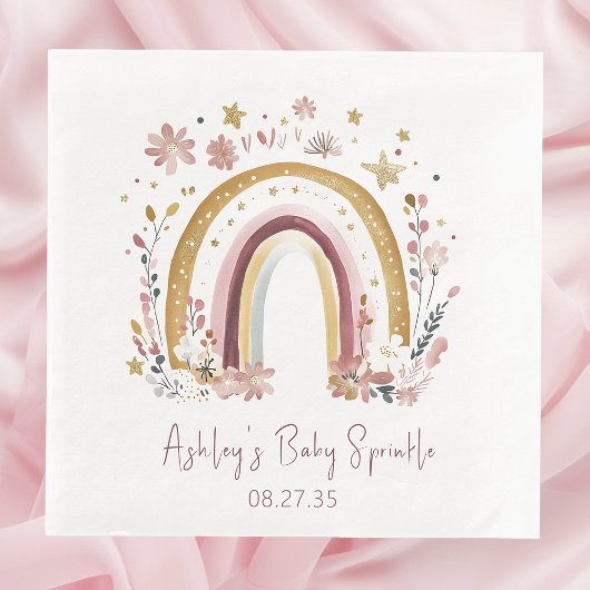 Boho Floral Rainbow Baby Sprinkle Servet