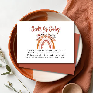 Boho Floral Rainbow Books voor Baby shower Informatiekaartje
