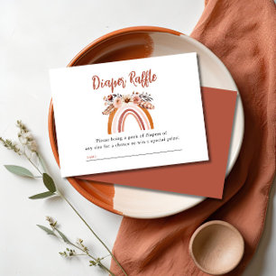 Boho Floral Rainbow Diaper Raffle Baby shower Informatiekaartje