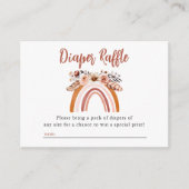 Boho Floral Rainbow Diaper Raffle Baby shower Informatiekaartje (Voorkant)
