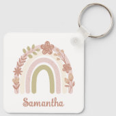  Boho Floral Rainbow gepersonaliseerd Sleutelhanger (Achterkant)