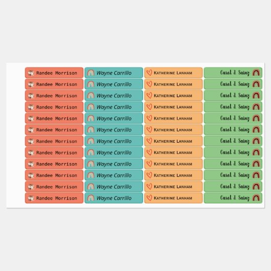 Boho Floral Rainbow Labels voor gepersonaliseerde  (Vel)