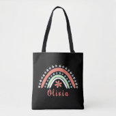 Boho Floral Rainbow met persoonlijke naam Tote Bag (Voorkant)