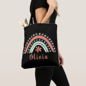 Boho Floral Rainbow met persoonlijke naam Tote Bag (Dichtbij)