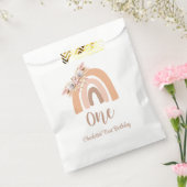 Boho Floral Rainbow Pink Pastel Birthday Party Bedankzakje (Gezegeld)