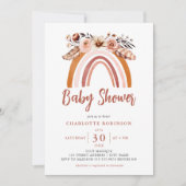 Boho Floral Rainbow Terracotta Oranje Baby shower Kaart (Voorkant)