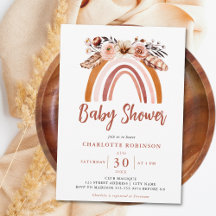 Boho Floral Rainbow Terracotta Oranje Baby shower