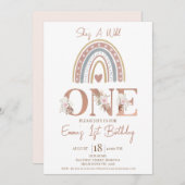 Boho Floral Rainbow Wild Een eerste verjaardag Kaart (Voorkant / Achterkant)