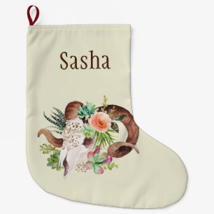 Boho Floral Ram Skull Speciaal Grote Kerstsok