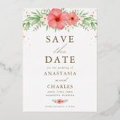Boho Floral Real Folie Photo Save the Date Kaart (Achterkant)