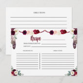 Boho Floral Recept Kaart (Voorkant / Achterkant)