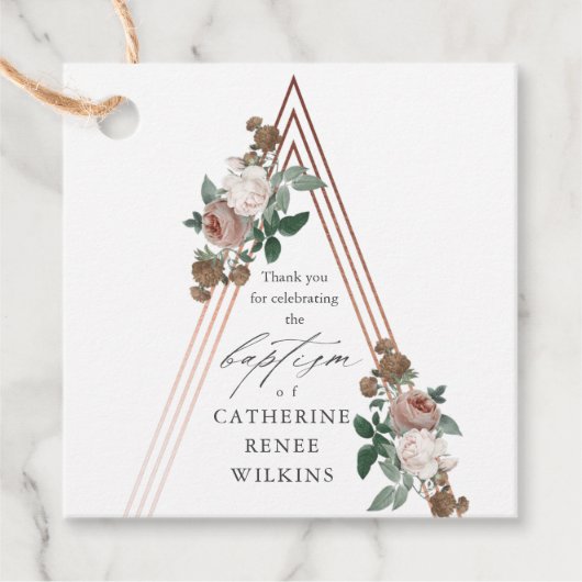 Boho Floral Religious Baptism & Christening Bedankjes Labels (Voorkant)