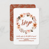 Boho Floral Response RSVP Wedding Site Kaart (Voorkant / Achterkant)