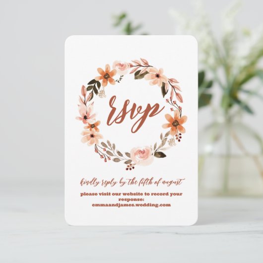 Boho Floral Response RSVP Wedding Site Kaart (Staand voorkant)