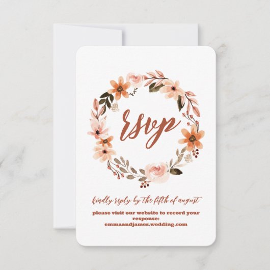 Boho Floral Response RSVP Wedding Site Kaart (Voorkant)