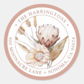 Boho Floral Retour Adres Envelop Afdichtingen Ronde Sticker (Voorkant)