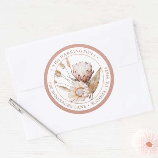 Boho Floral Retour Adres Envelop Afdichtingen Ronde Sticker (Envelop)