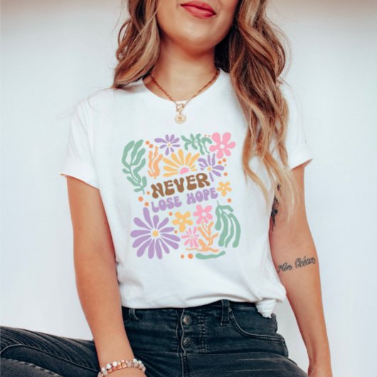 Boho Floral Retro Nooit Verlies Hoop T-shirt
