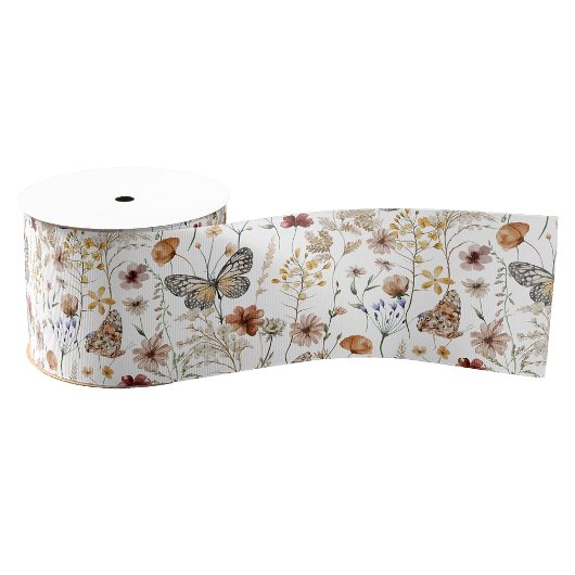 Boho Floral Ribbon Grosgrain Lint