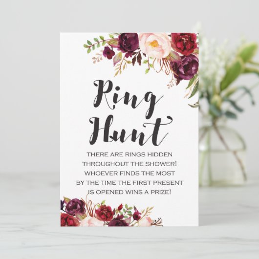 Boho Floral Ring Hunt Vrijgezellenfeest Game 5x7 Kaart (Staand voorkant)