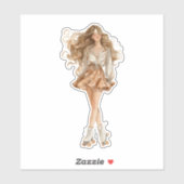 Boho Floral Roller Skater with Flowing Hair Sticker (Vel)