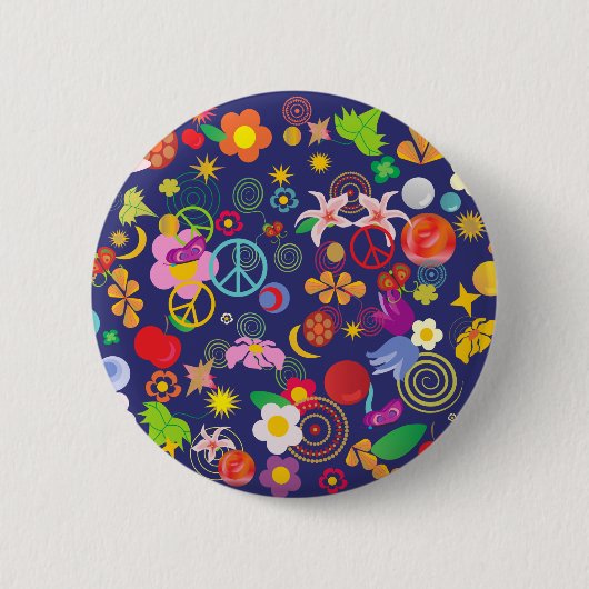 Boho floral ronde button 5,7 cm (Voorkant)