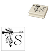 Boho Floral Roos Arrow Monogram Initiaal Rubberstempel (Gestempeld)
